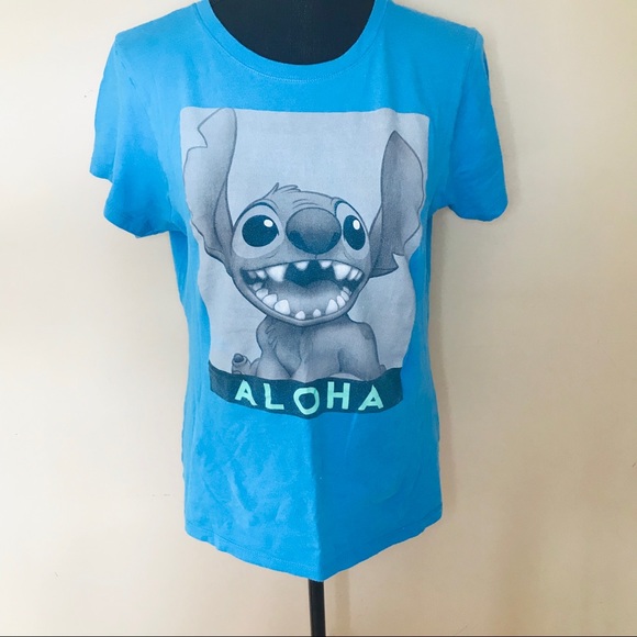 Disney Tops - 🐘 Blue Disney Stitch Aloha TShirt
